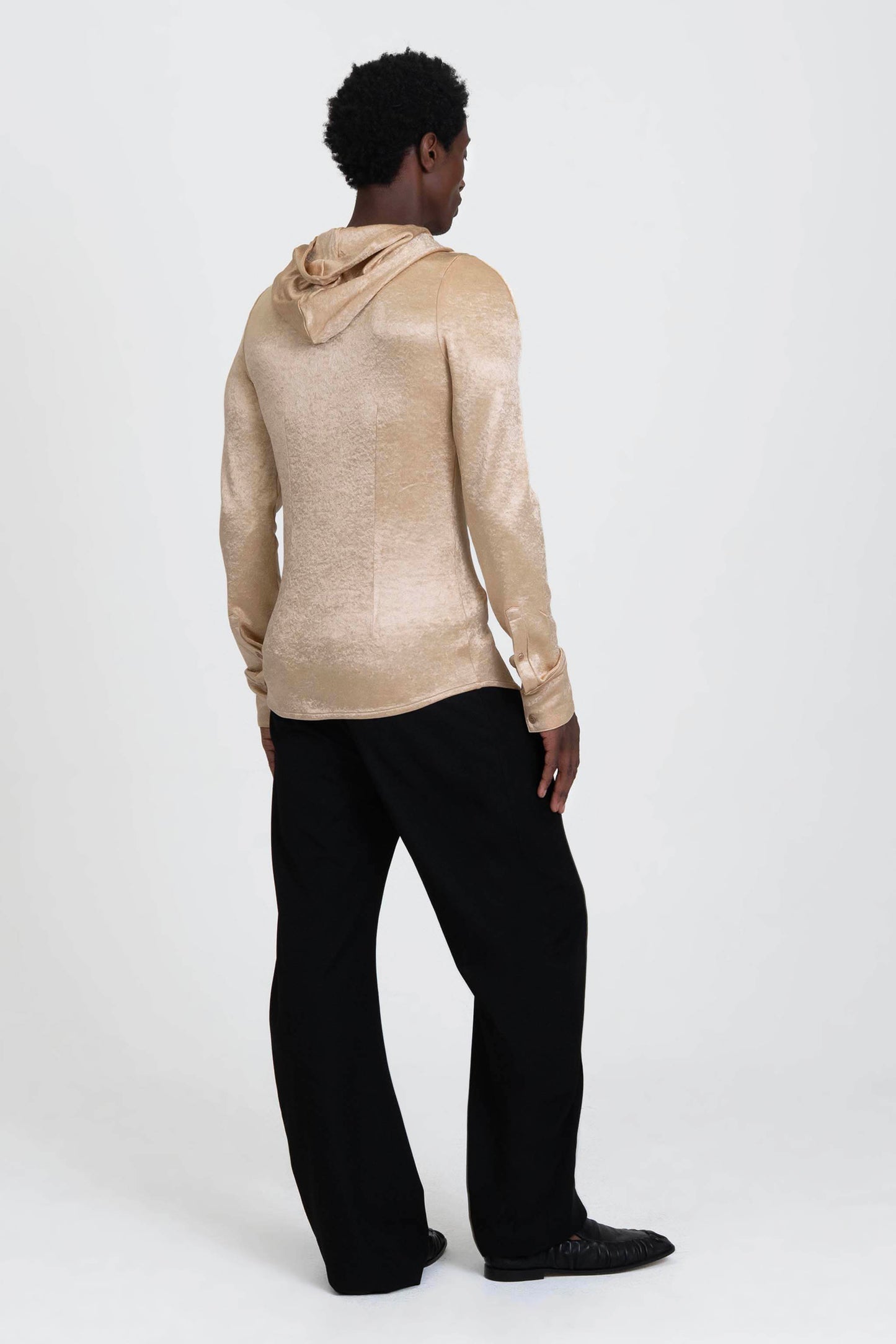 Bianca Saunders Slot Hooded Shirt in sustainable fabric - men's shirt styled